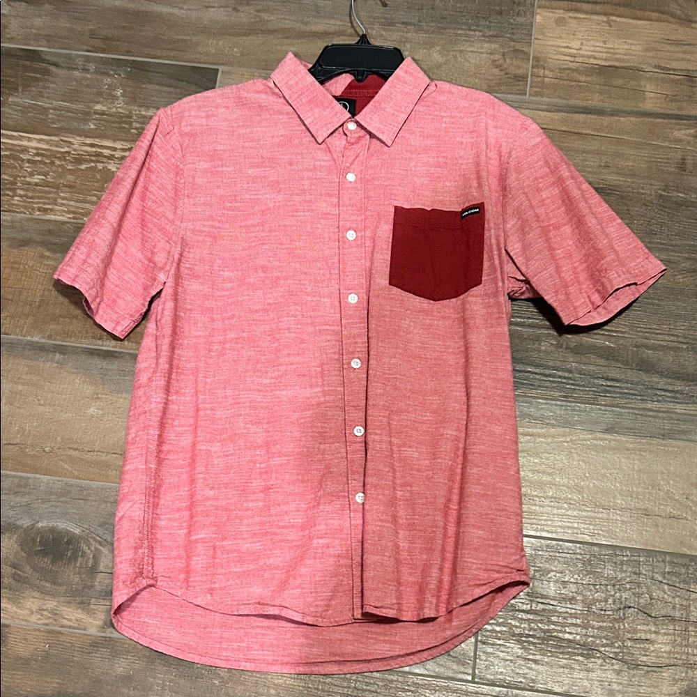 Volcom Casual Red Button Down Shirt